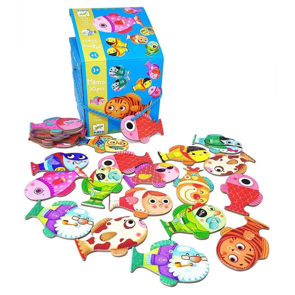Brand New Djeco Memory Game-Mémo Poisson(Memo Fish) 30 Pieces